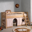 The Forrest Oak Kids Mid Sleeper with Textile features a cozy under bed space, flexible ladder placement & warm design, perfect for play, rest & storage