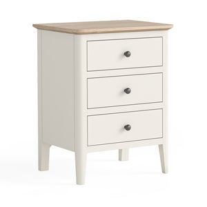 Timeless Marlow Bedside Locker in Coconut Milk with oak tops, customizable handles, and classic design.