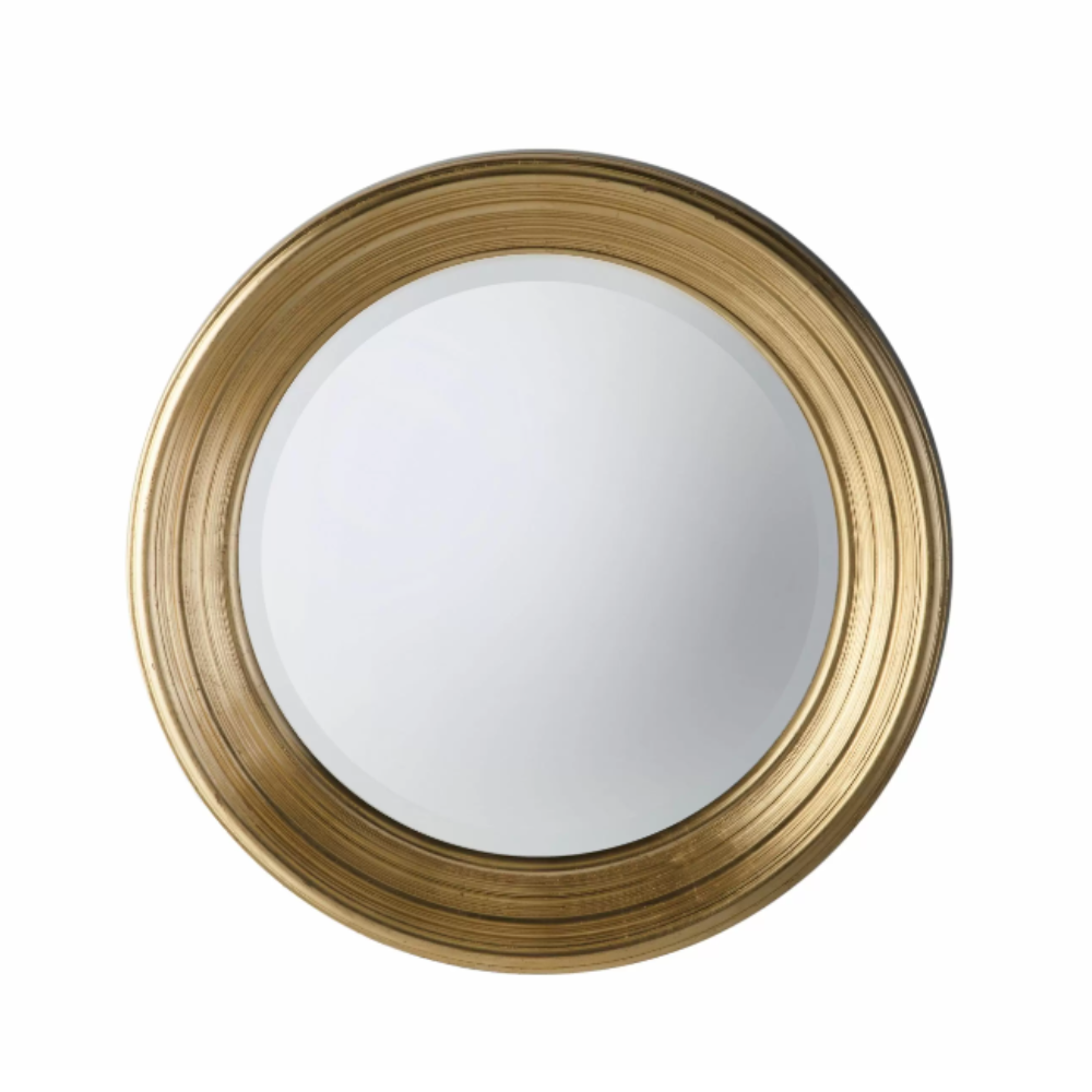 Add luxury to any room with the Gallery Chaplin Round Mirror in Gold. Elegant finish, round design, and high-quality glass.
