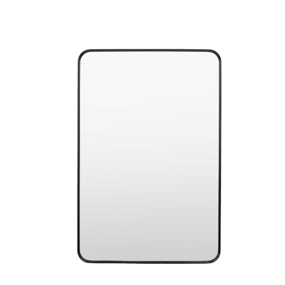 The Gallery Holworth Rectangle Mirror in Black features a sleek black frame, rectangular design and versatile style