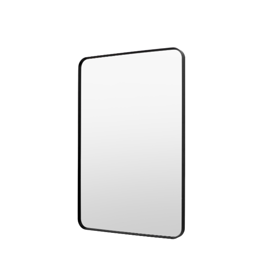 The Gallery Holworth Rectangle Mirror in Black features a sleek black frame, rectangular design and versatile style