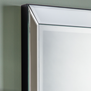 The Gallery Luna Full-Length Mirror in Silver features bevelled panels, silver edge, versatile portrait or landscape hanging.