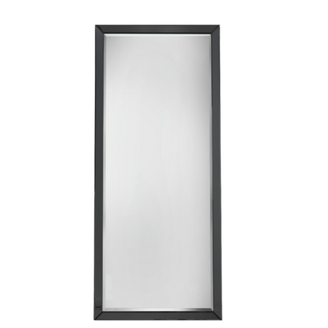 The Gallery Luna Large Mirror in Black features bevelled glass, angled frame, large versatile hanging or leaning options