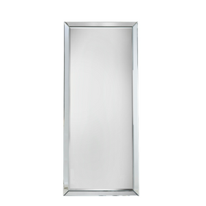 The Gallery Luna Large Mirror in Silver features bevelled glass, angled frame, large versatile hanging or leaning options.