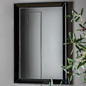 The Gallery Luna Rectangle Mirror in Black features Sleek bevelled design, versatile orientation and timeless elegance.