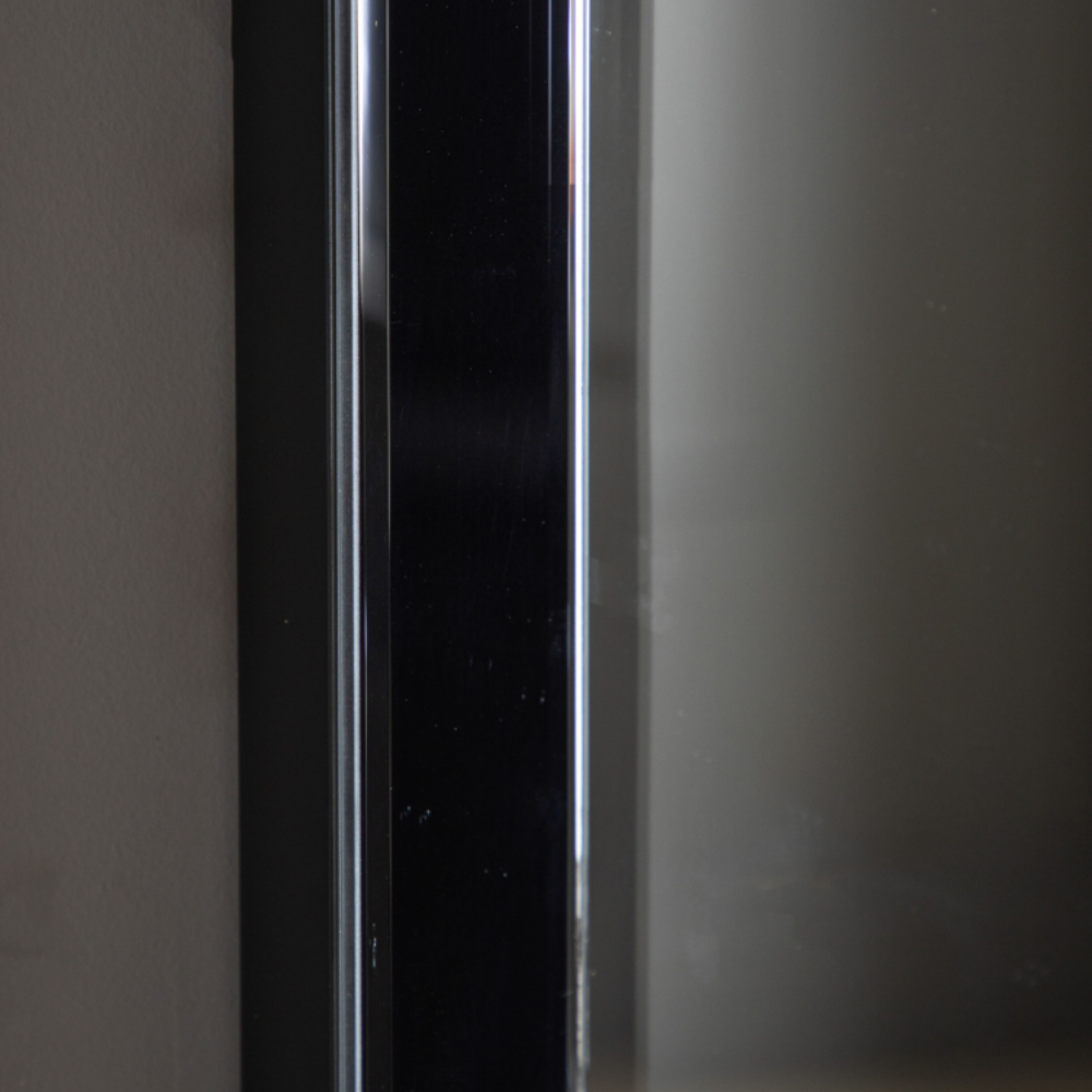 The Gallery Luna Rectangle Mirror in Grey features bevelled panels and grey edge, versatile portrait or landscape hanging.