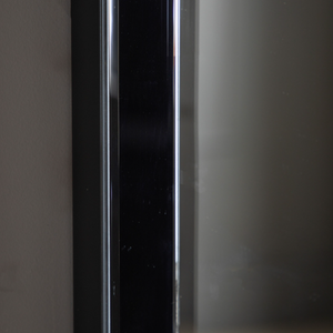 The Gallery Luna Rectangle Mirror in Grey features bevelled panels and grey edge, versatile portrait or landscape hanging.