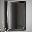 The Gallery Luna Rectangle Mirror in Grey features bevelled panels and grey edge, versatile portrait or landscape hanging.