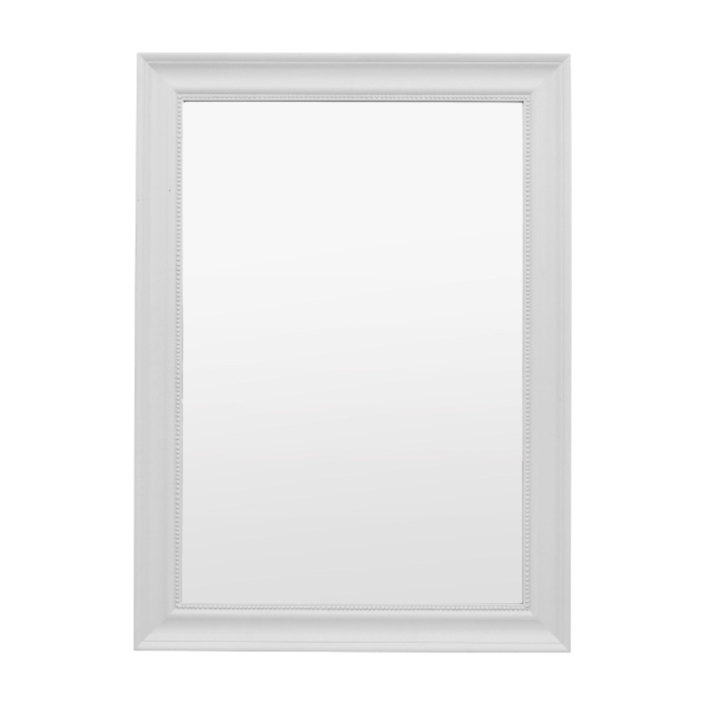 The Gallery Sherwood Large Rectangle Mirror in Stone adds light and depth with its classic frame and durable design.