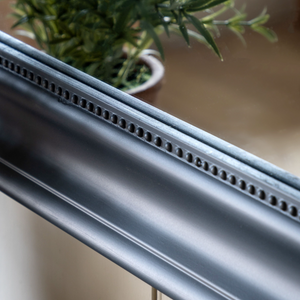 The Gallery Sherwood Rectangle Mirror in Lead features a classic design, lead finish and durable frame.