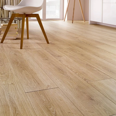 The Galway Plank Laminate Flooring - 12mm: AC6 durability, waterproof, pet-friendly, and underfloor heating compatible.
