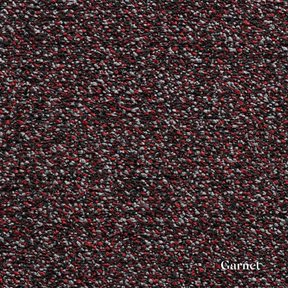 Textured fabric swatch with red, black, and gray colors