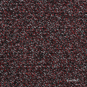 Textured fabric swatch with red, black, and gray colors