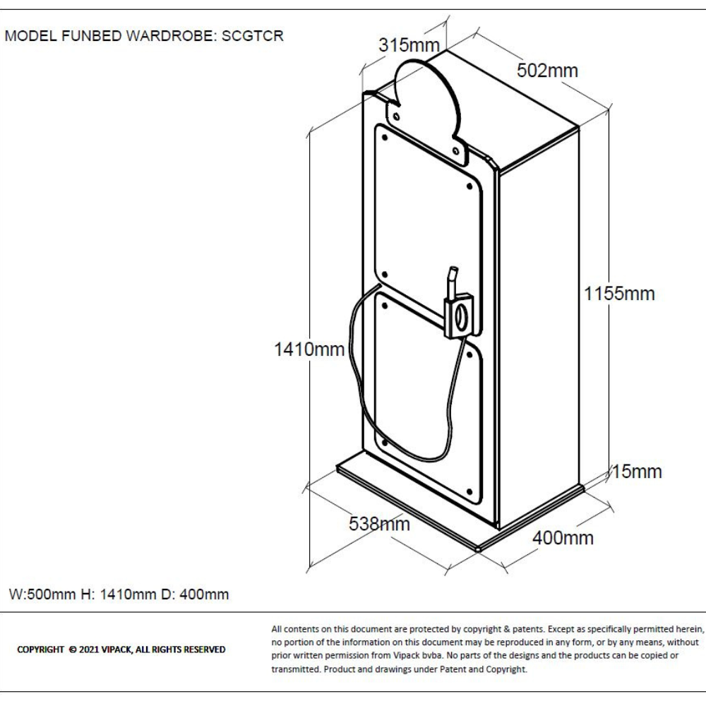 VIPACK Gas Pump Wardrobe in Red features a gas station cabinet design, soft close door & 4 shelves, a bold car themed design perfect for stylish kids rooms