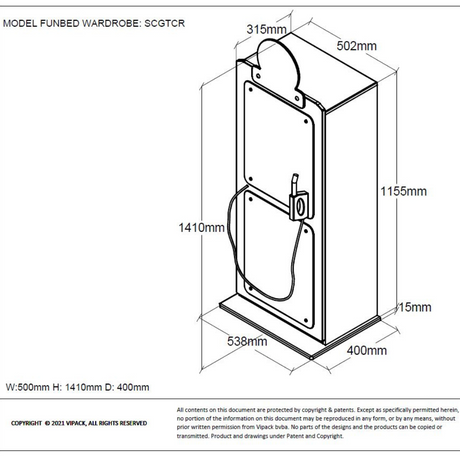 VIPACK Gas Pump Wardrobe in Red features a gas station cabinet design, soft close door & 4 shelves, a bold car themed design perfect for stylish kids rooms