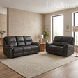 Slate navy 3+2 recliner sofa set in a modern living room