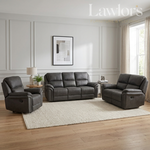 Slate navy 3+2+1 recliner sofa set in a modern living room