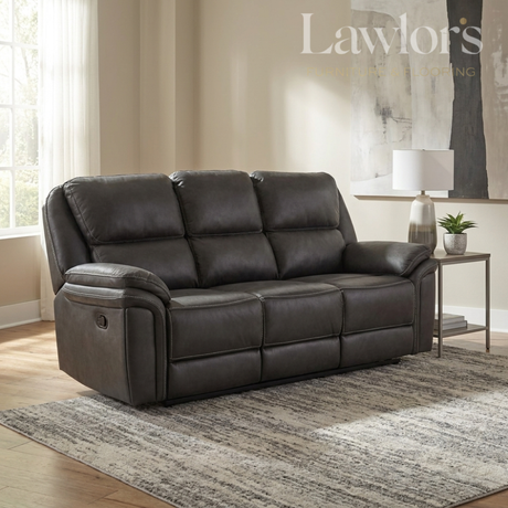 Slate navy 3 seater recliner in a modern living room