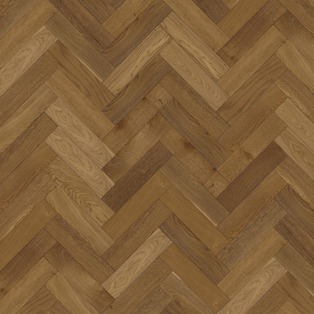 The Harvest Oak Herringbone Engineered Flooring - 15mm features rich grain, durable multi layer construction and easy installation