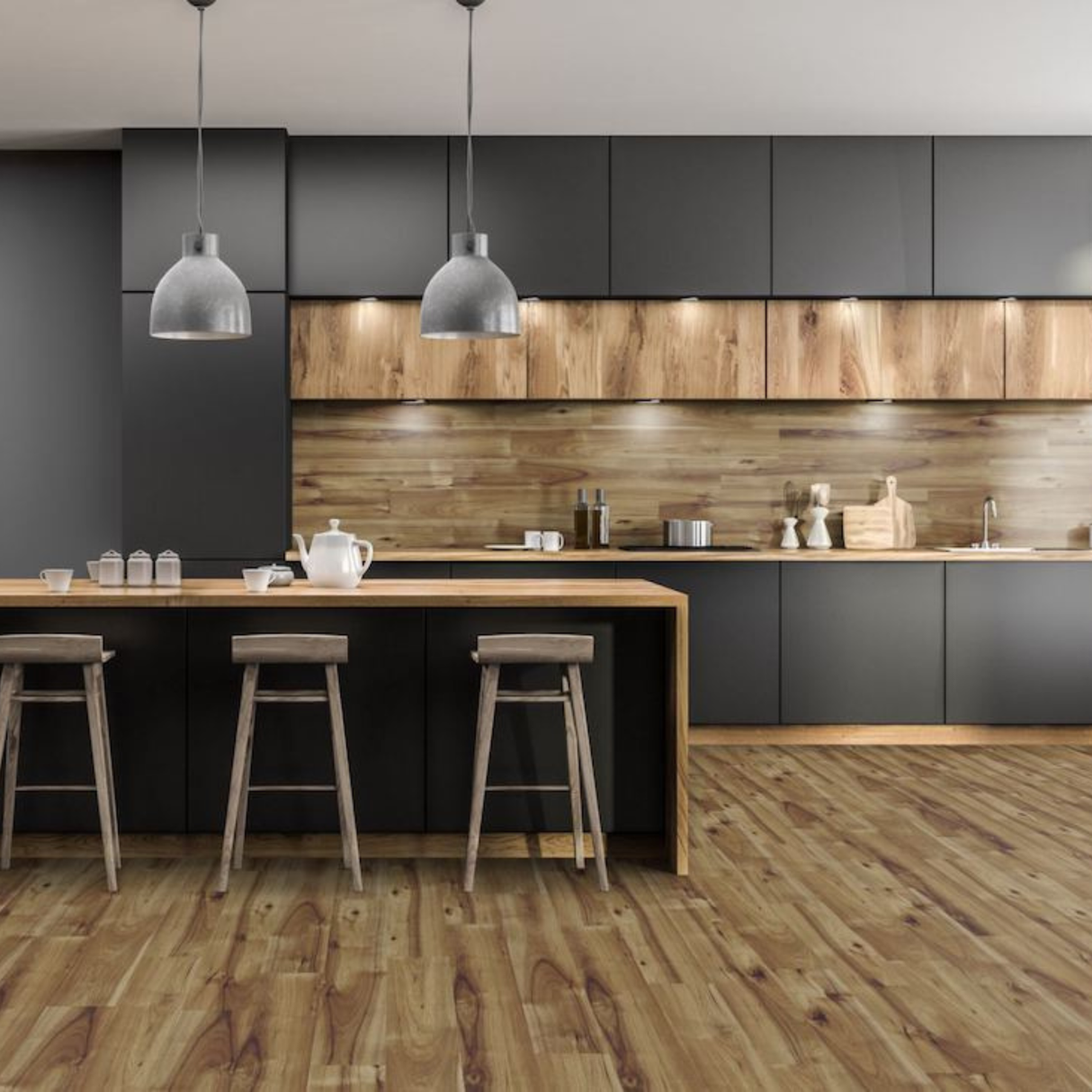 Hickory Bravo Laminate Flooring 8mm in a kitchen