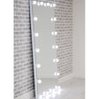 This Hollywood Floor Mirror provides stylish elegance with 18 lightbulbs around the edge of the mirror provide even illumination