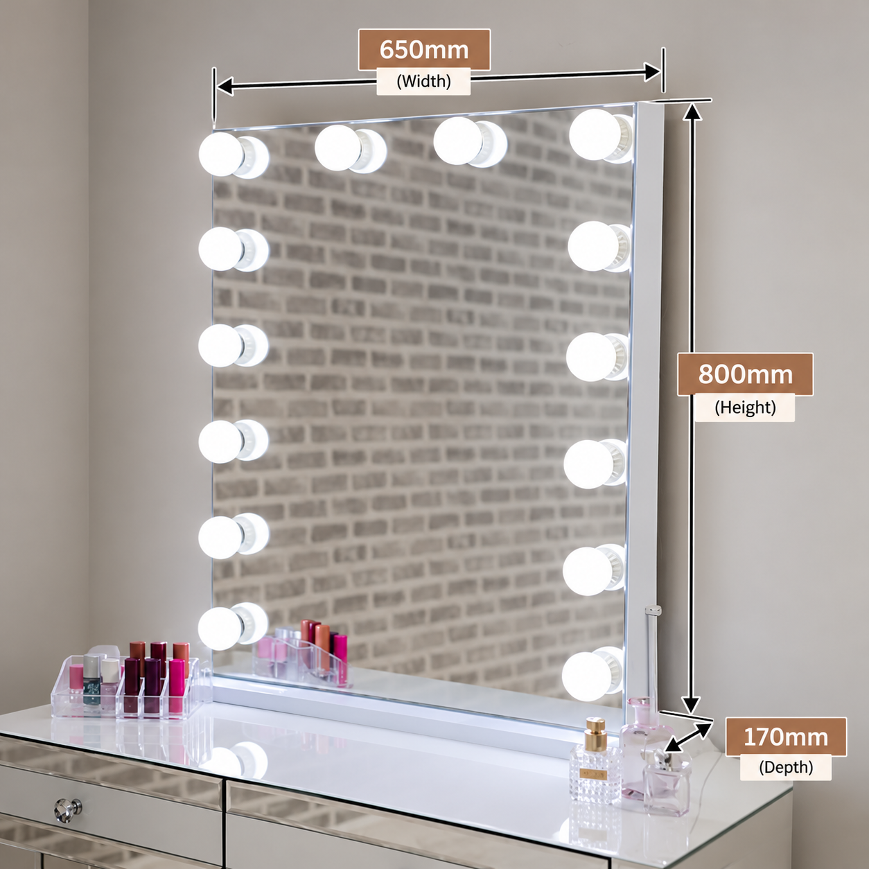 14 Bulb LED Hollywood Makeup Mirror Portrait - 800mm