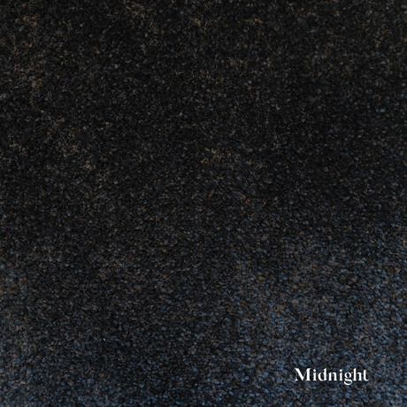 Textured dark blue fabric swatch labeled 'Midnight'.