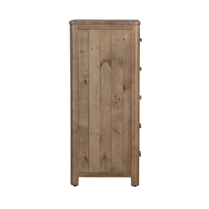 Wooden wardrobe with a rustic finish on a white background