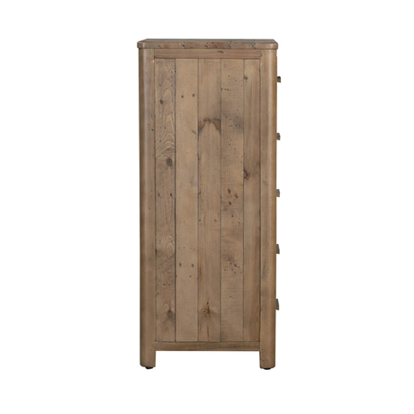 Wooden wardrobe with a rustic finish on a white background