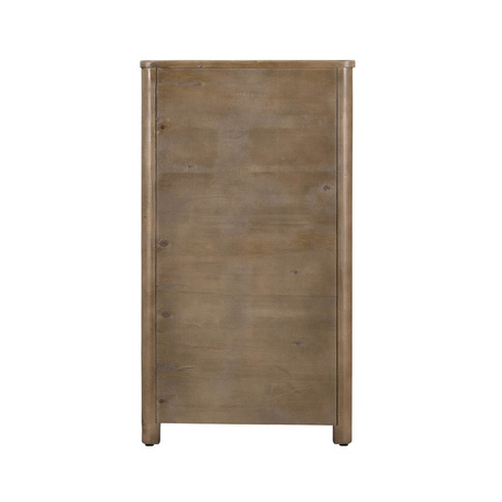Wooden cabinet with a rustic finish on a white background