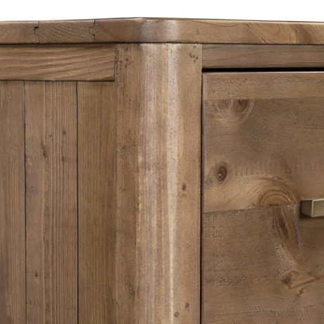 Close-up of a wooden cabinet with visible grain and texture