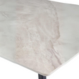 The Ivy Dining Table 1.6m in Kass Gold featuring a durable surface that is heat and scratch resistant as well as waterproof