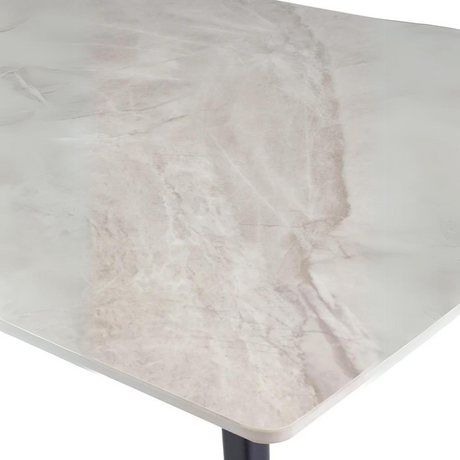 The Ivy Dining Table 1.6m in Kass Gold featuring a durable surface that is heat and scratch resistant as well as waterproof