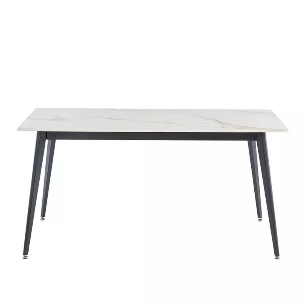 The Ivy Dining Table 1.6m in Rebecca Grey features a surface that is heat and scratch resistant as well as waterproof