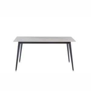 The Ivy 7pc Grey Dining Set features 1.6-meter stone table top, sleek black metal legs and dining chairs have matching legs.