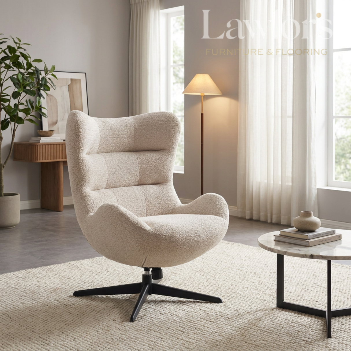Modern Linen armchair in a stylish living room