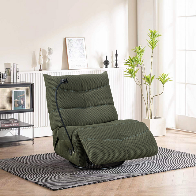Relax in style with the Jet Swivel Recliner Gaming Chair in Green & Grey with a sleek design, smooth recline and built in phone holder for modern comfort