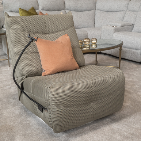 Relax in style with the Jet Swivel Recliner Gaming Chair in Green & Grey with a sleek design, smooth recline and built in phone holder for modern comfort