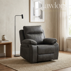 Gunmetal grey recliner chair in a living room setting