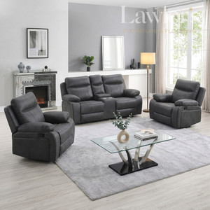 Kildare Recliner Sofa Set 3+1+1 - Gunmetal Grey