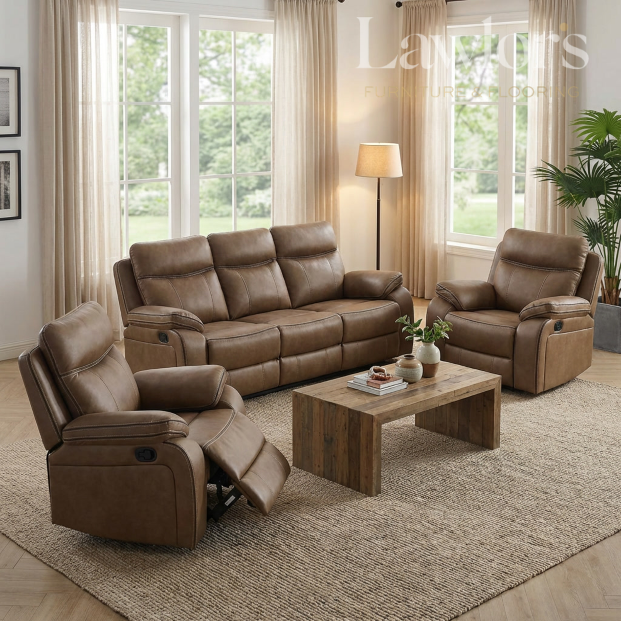Kildare Recliner Sofa Set 3+1+1 - Tan
