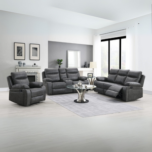 The Kildare Recliner Sofa in Gunmetal Grey offers soft fabric, padded headrests, reclining & multiple size options