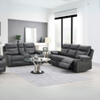 The Kildare Recliner Sofa Set 3+2 in Gunmetal Grey offers soft fabric, padded headrests & reclining feature
