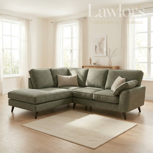 Green LHF Corner Chaise sofa in a bright living room