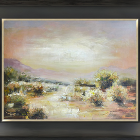 A calm & sophisticated focal point is created by the Lazy Sunset Hand Painted Art, which has a textured finish, warm earthy tones with a gold & black frame.
