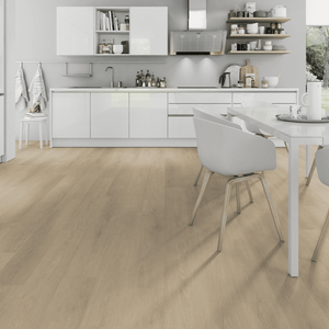 The Linen Oak SPC Flooring - 4mm, timeless design, SPC core for durability, waterproof, and Class 33 wear rating.