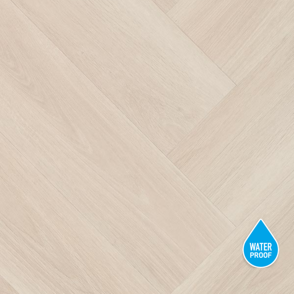 Lion No Cap SPC Max Flooring 7mm offers a herringbone design, 100% waterproof and its 7mm thick SPC core guarantees enduring beauty and stability.