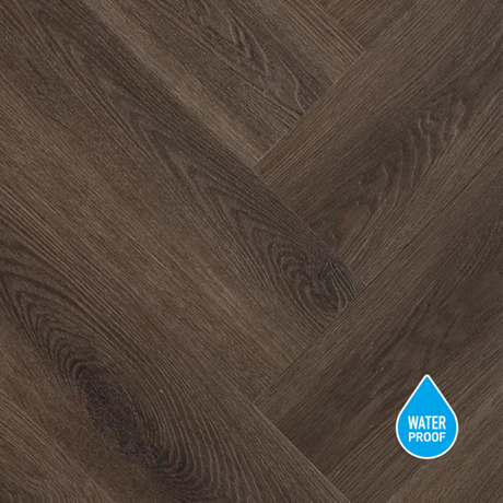 Lion Snitch SPC Max Flooring 7mm offers a thick SPC core ensuring enduring beauty and stability, herringbone design and is 100% waterproof