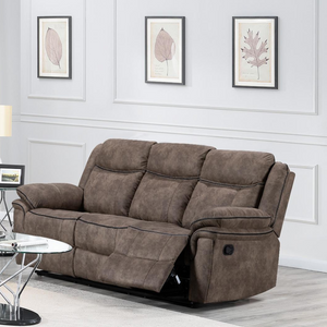 Relax in style with the Lismore Recliner Sofa in Brown Fabric featuring plush comfort, manual recline and modern design, the perfect living room upgrade