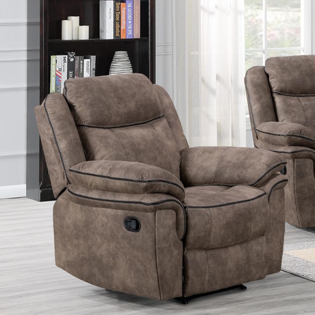 Relax in style with the Lismore Recliner Sofa in Brown Fabric featuring plush comfort, manual recline and modern design, the perfect living room upgrade